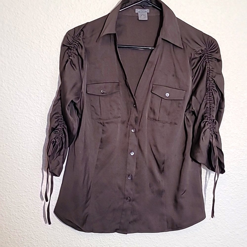 Ann Taylor blouse brown silk 8p